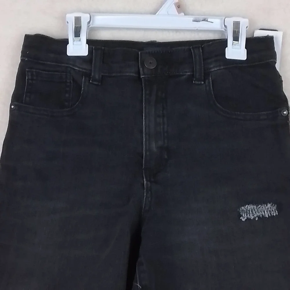 Oshkosh Jean Shorts Boys Size 12 in Faded Black w/ Distressing, Adjustable Waist